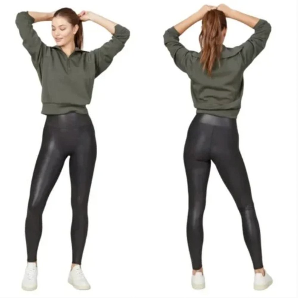 SPANX Faux Leather Leggings in Black Size L